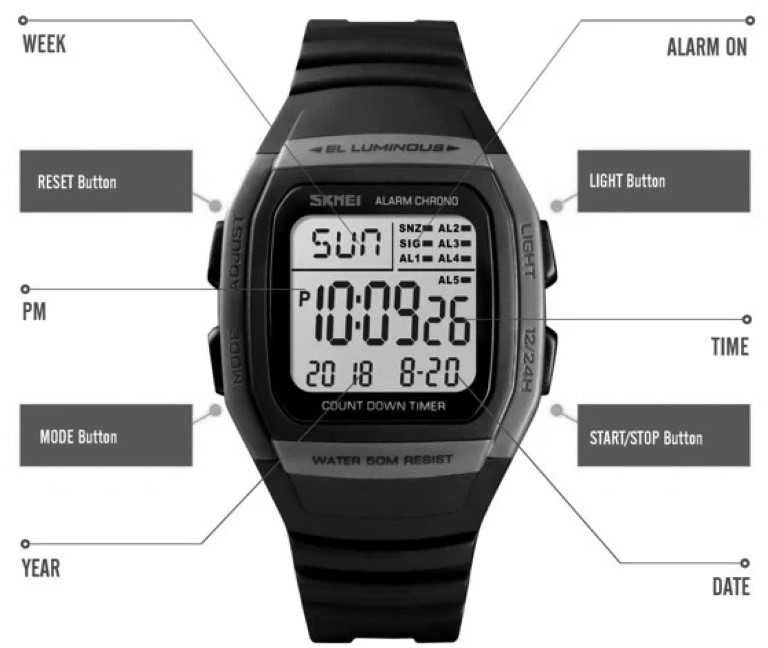 Laikrodis SKMEI 1278 BK