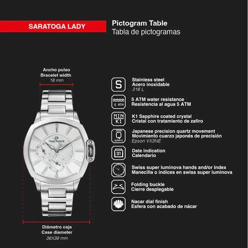 Laikrodis TIME FORCE Saratoga Lady TF5029L-02M
