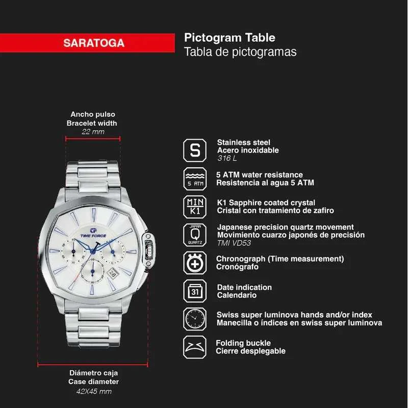 Laikrodis TIME FORCE Saratoga TF5029M-02M