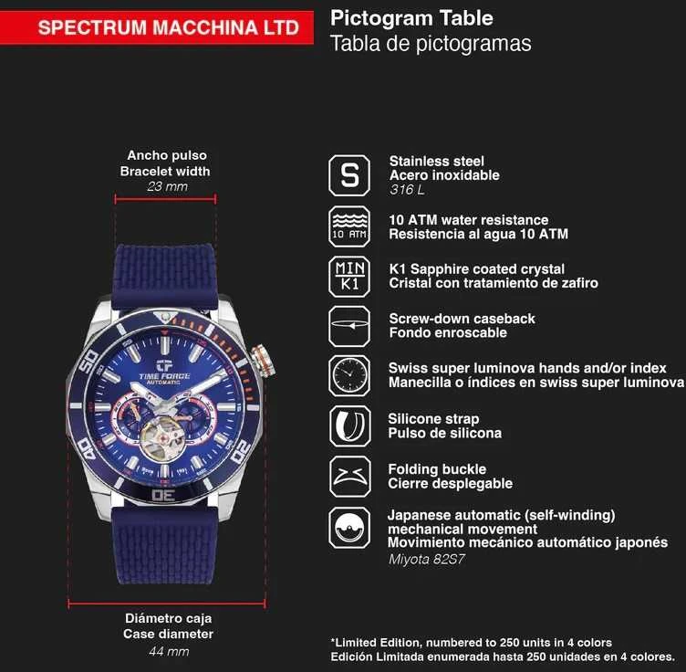 Laikrodis TIME FORCE Spectrum Macchina TF5035M-03LTD