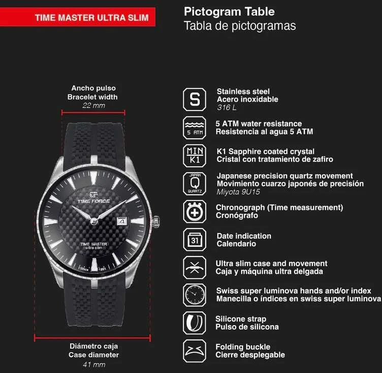 Laikrodis TIME FORCE Time Master Ultra Slim TF5041MAN-01