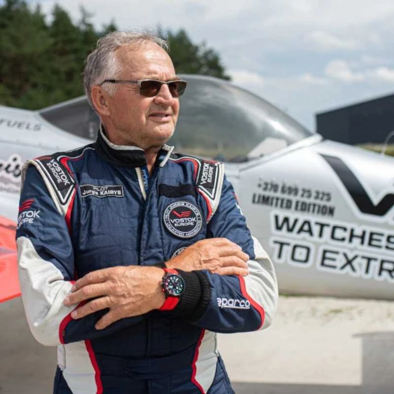 Laikrodis Vostok-Europe „Pilot Jurgis Kairys. Unlimited Aerobatic“ - Limituota serija - VK68-592C775SLRE-SLBK