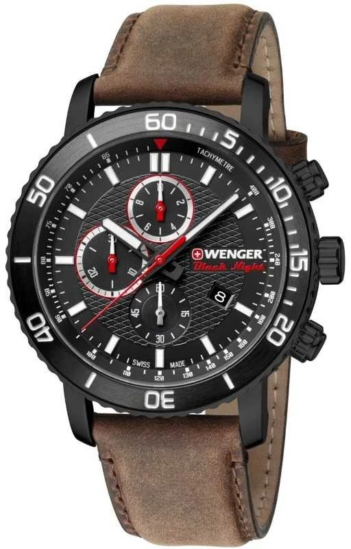 Laikrodis WENGER ROADSTER Juodas NIGHT CHRONO 01.1843.107