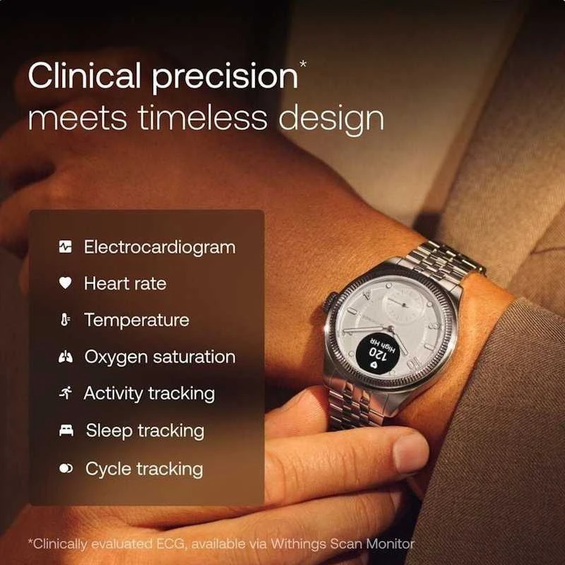 Išmanusis laikrodis Withings Scanwatch Nova Brilliant 39mm Titanium Sidabrinis