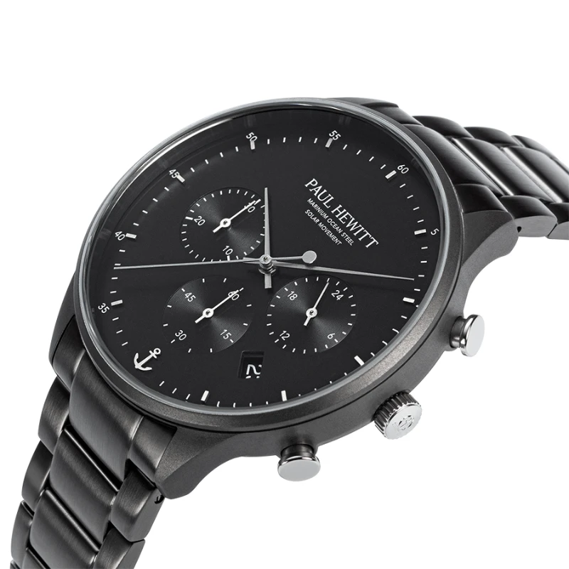 Laikrodis Paul Hewitt Solar Chrono Gun Metal Juodas PH-W-0297