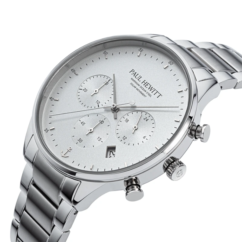Laikrodis Paul Hewitt Solar Chrono Sidabrinis Baltas PH-W-0302