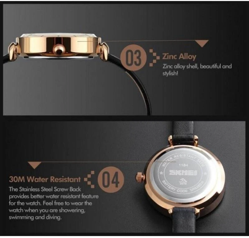 Laikrodis SKMEI 1184CL Gold Case Juodas