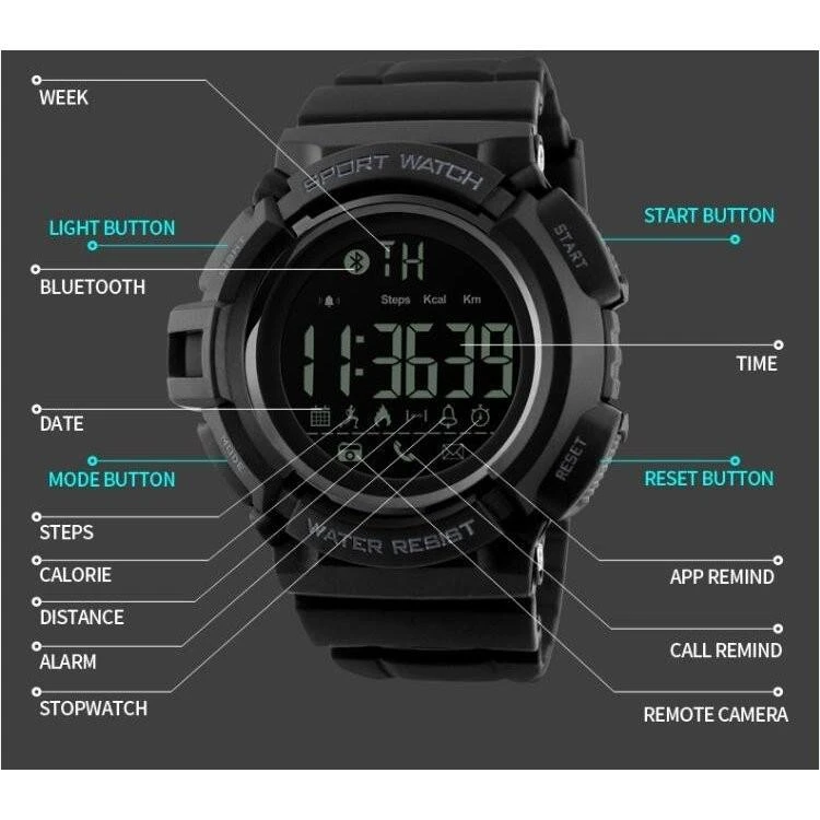 Laikrodis SKMEI DG1245 BL Oranžinis Bluetooth sąsaja