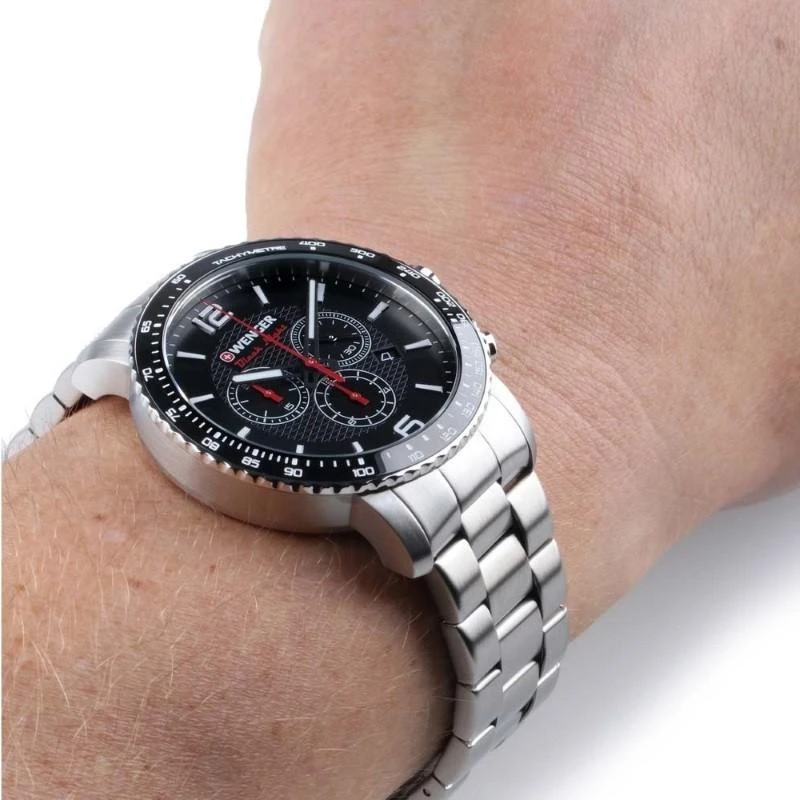 Laikrodis WENGER ROADSTER Juodas NIGHT CHRONO 01.1843.103