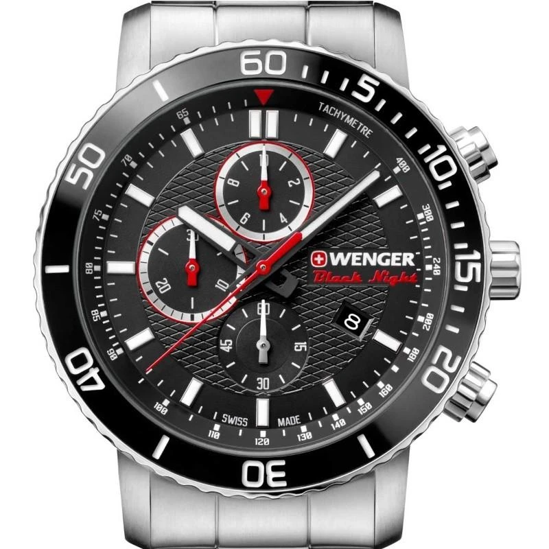 Laikrodis WENGER ROADSTER Juodas NIGHT CHRONO 01.1843.103