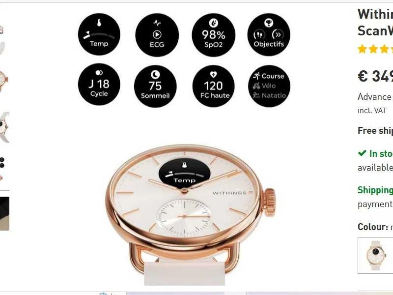 Withings ScanWatch 2/ 38mm Išmanusis laikrodis