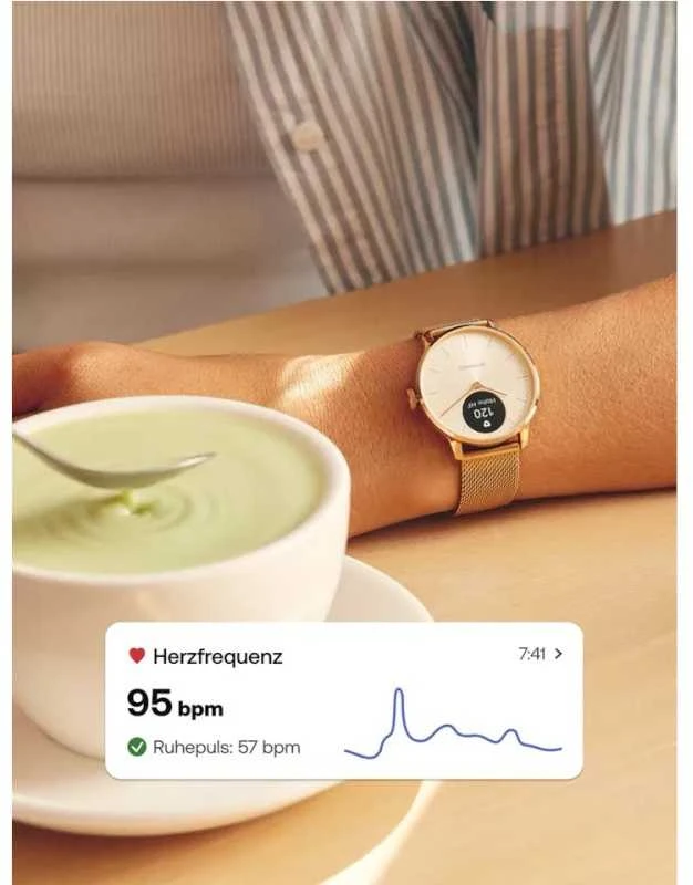 Išmanusis laikrodis Withings Scanwatch Light, 37 mm, Rožinio aukso spalvos korpusas su baltos spalvos dirželiu