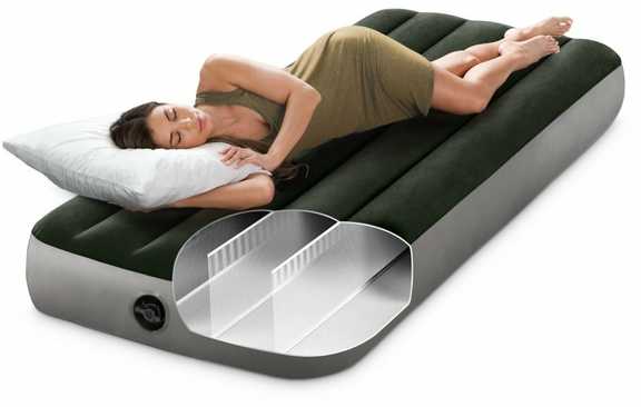 Pripučiamas čiužinys Intex Cot Dura-Beam Downy su integruota kojine pompa 76×191×25 cm