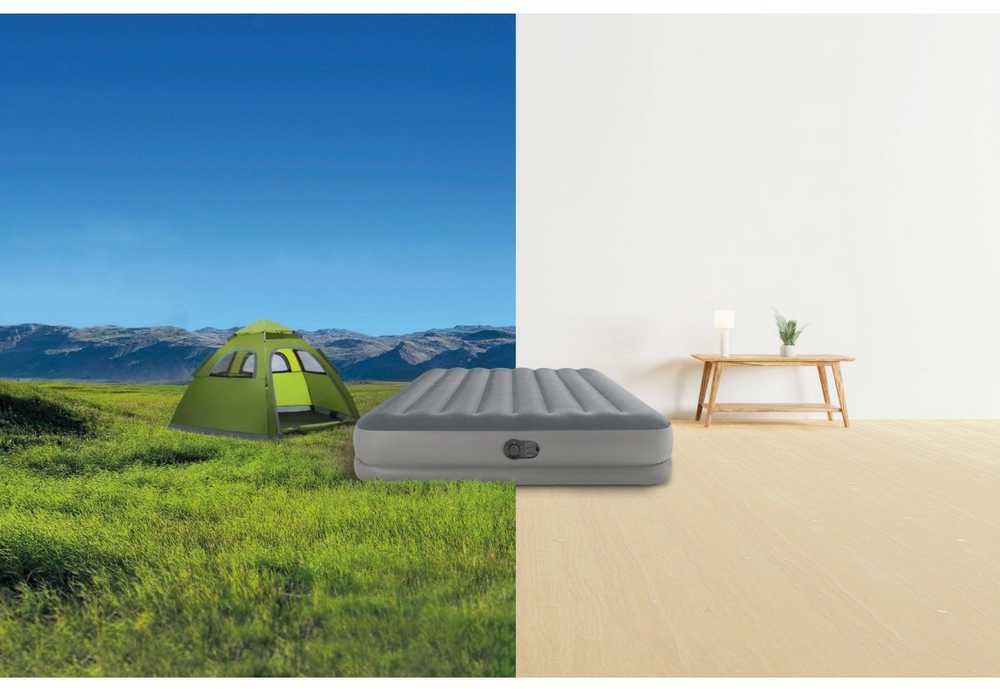 Pripučiamas čiužinys INTEX Queen Dura-Beam, Prestige Downy Airbed su USB pompa, 152x203x30cm