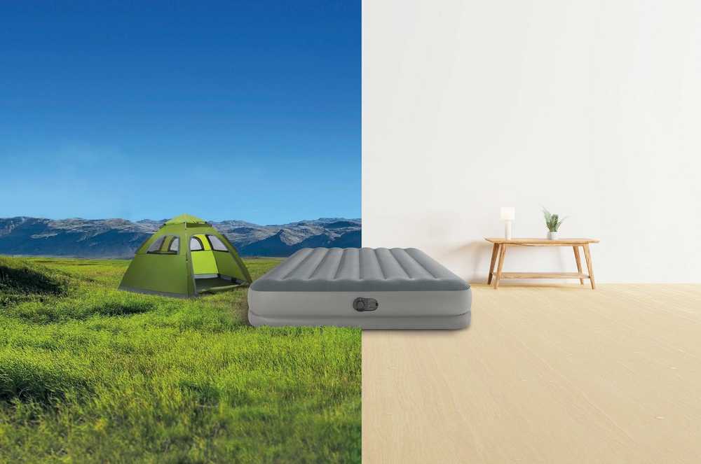Pripučiamas čiužinys Intex Queen Prestige Mid-Rise su USB pompa 152×203×30 cm