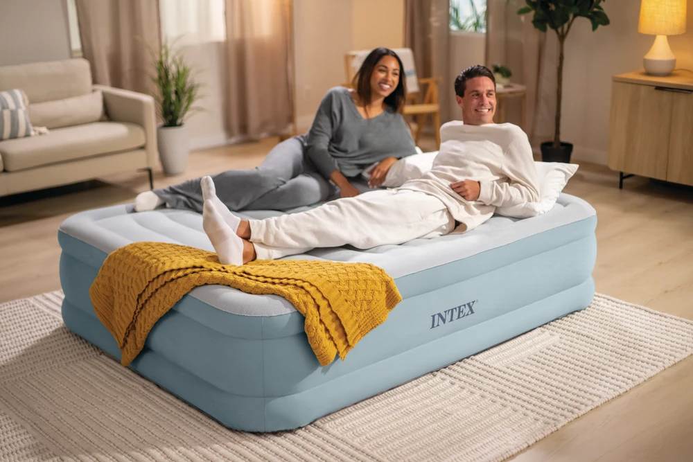 INTEX 64824ND pripučiamas čiužinys 203x152x46 cm su integruota elektrine pompa