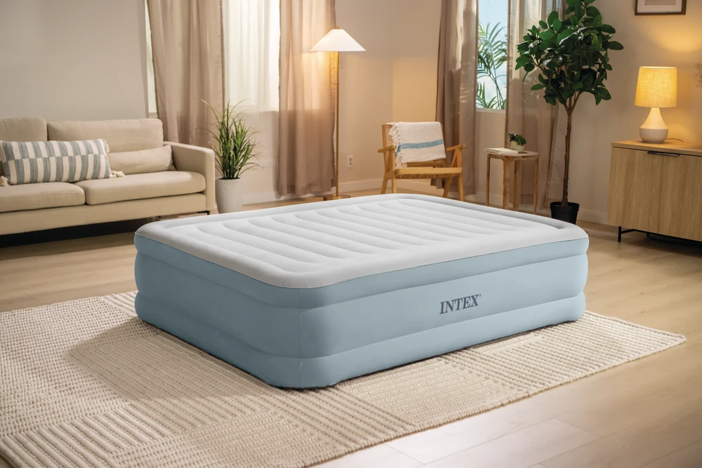 INTEX 64824ND pripučiamas čiužinys 203x152x46 cm su integruota elektrine pompa