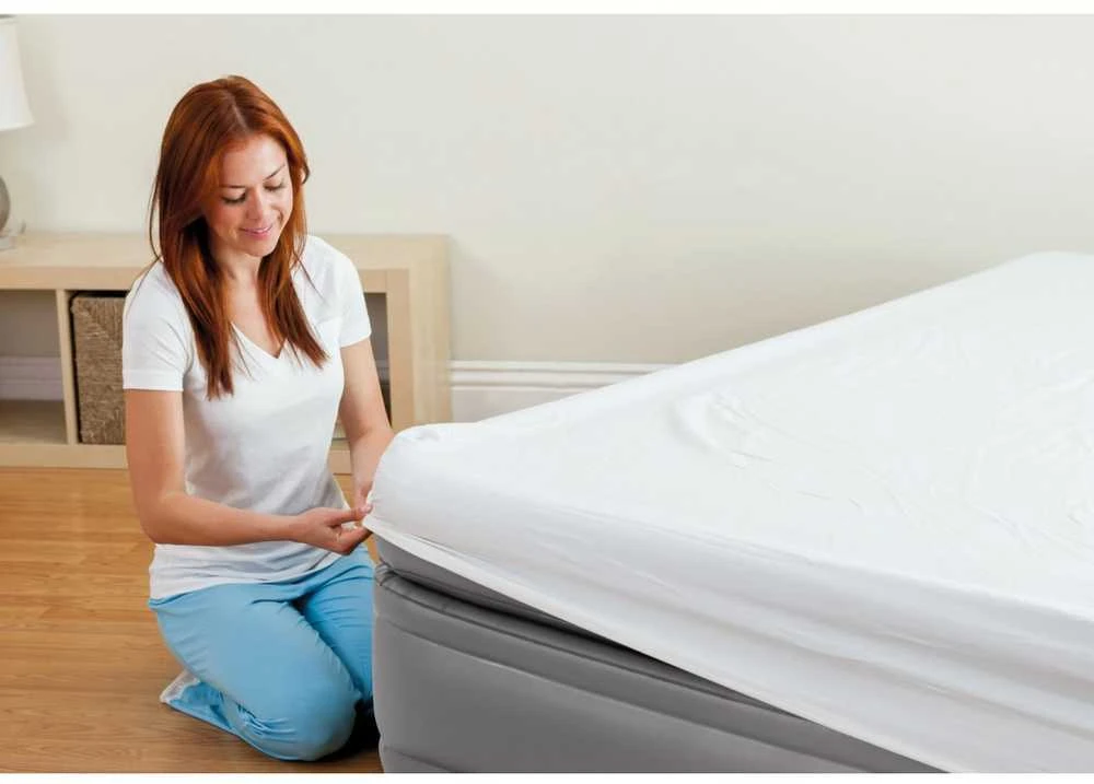 Pripučiamas čiužinys-lova INTEX Queen Comfort Elevated , Airbed W/Fiber-Tech RP su pompa,152x203x51cm