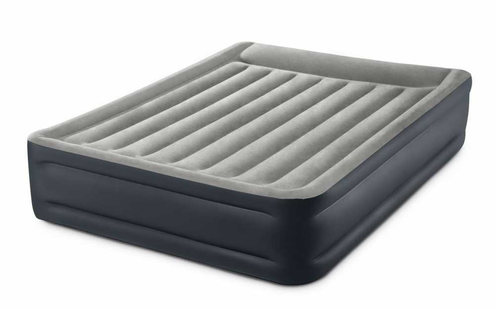 Pripučiamas čiužinys-lova INTEX Queen Deluxe Pillow Rest, Airbed W/Fiber-Tech RP su pompa,152x203x42cm