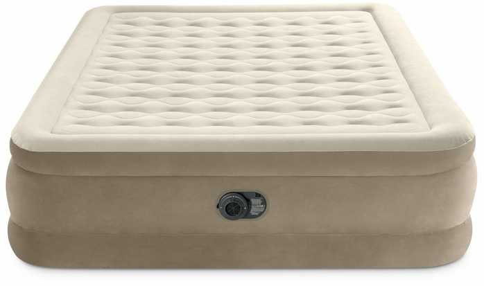 Pripučiamas čiužinys INTEX Queen Ultra Plush su integruota elektrine pompa, 152×203×46cm