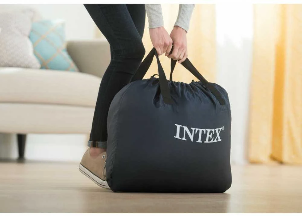 INTEX Pripučiamas čiužinys-lova Ultra Plush Queen su pompa,152x203x46cm