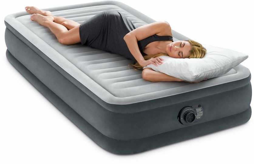 Pripučiamas čiužinys INTEX Twin Comfort-Plush Mid-Rise su integruota elektrine pompa, 99×191×33 cm