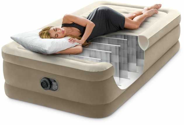 Pripučiamas čiužinys INTEX Twin Ultra Plush su integruota elektrine pompa, 99×191×46 cm
