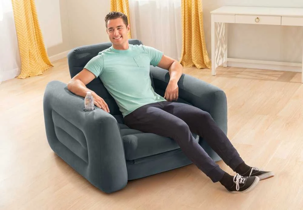 Intex Išskleidžiama sofa, tamsiai pilkos spalvos, 117x224x66cm