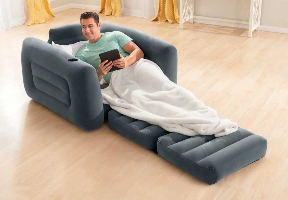 Intex Išskleidžiama sofa, tamsiai pilkos spalvos, 117x224x66cm
