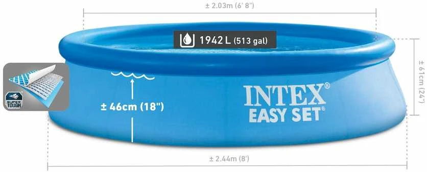 Pripučiamas lauko baseinas INTEX Easy Set 244 x 61 cm, su vandens filtru