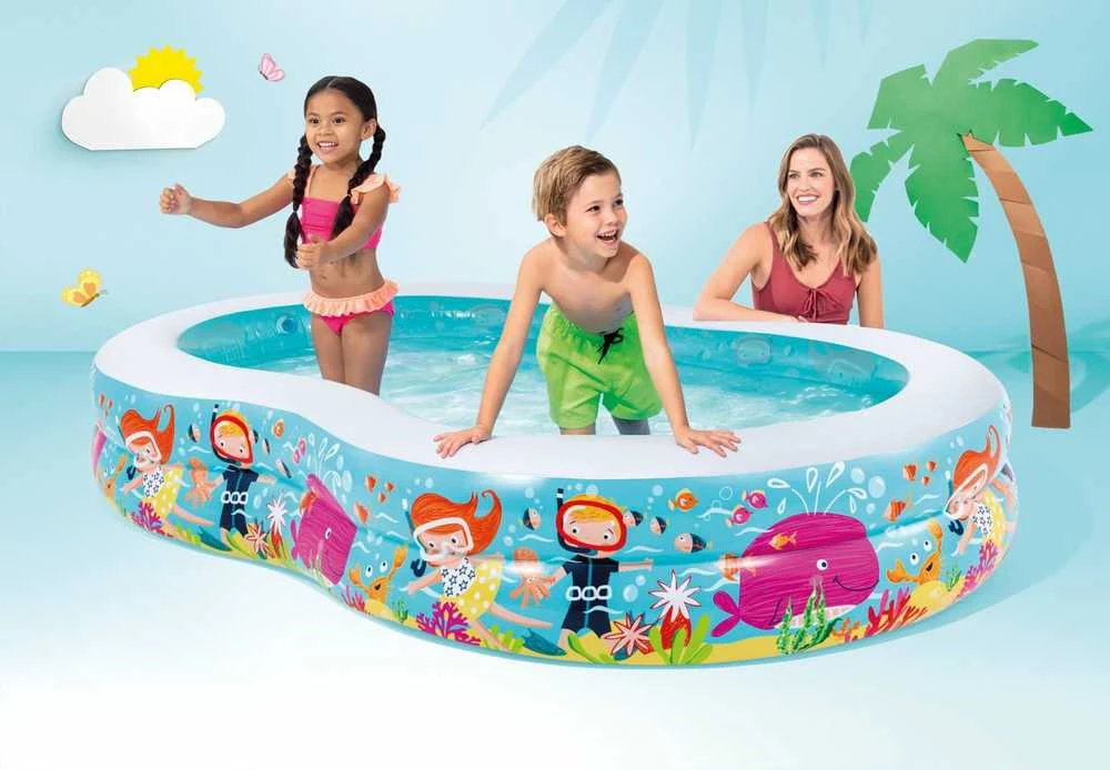 Intex Laguna baseino ovalas, Baltas/Mėlyna, Amžius 3+, 255 x 160 x 46 cm