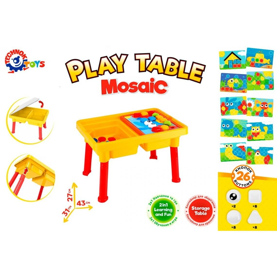 Technok stalas su mozaika 43 cm