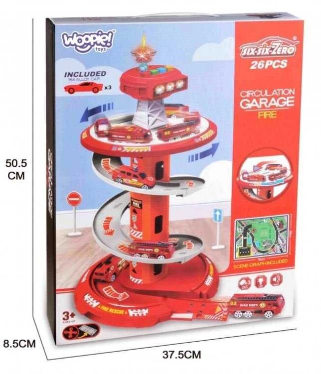 Žaislinis garažas „Fire Rescue Tower“ su mašinėlėmis