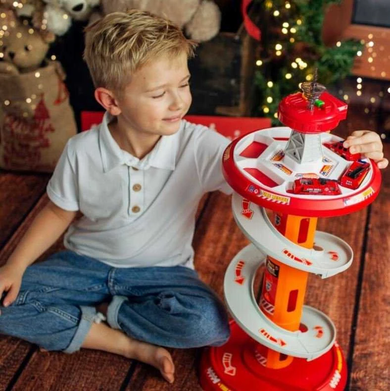 Žaislinis garažas „Fire Rescue Tower“ su mašinėlėmis