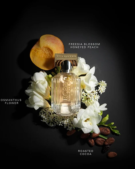 RINKINYS Boss The Scent For Her by Hugo Boss EDP 50ml, kūno losjonas 50ml ir EDP miniatiūra 7.4ml aprašymas - Prekės nuotrauka