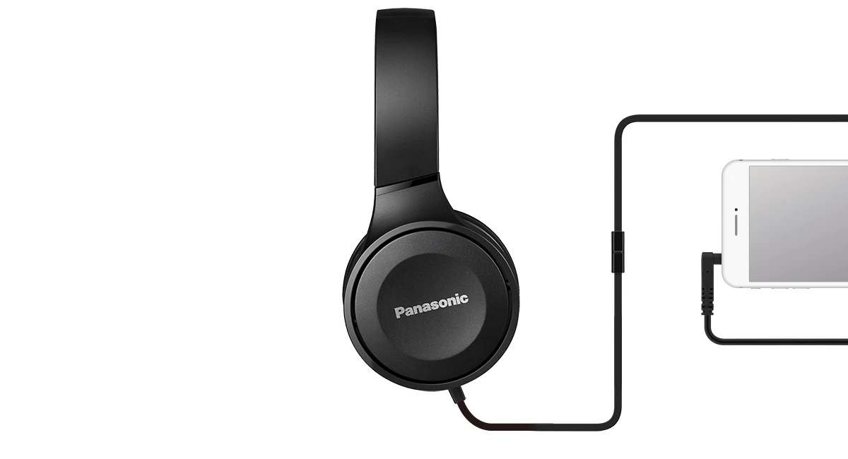 Stereofoninės ausinės su mikrofonu Panasonic RP-HF100ME-K, Juodos aprašymas - Prekės nuotrauka
