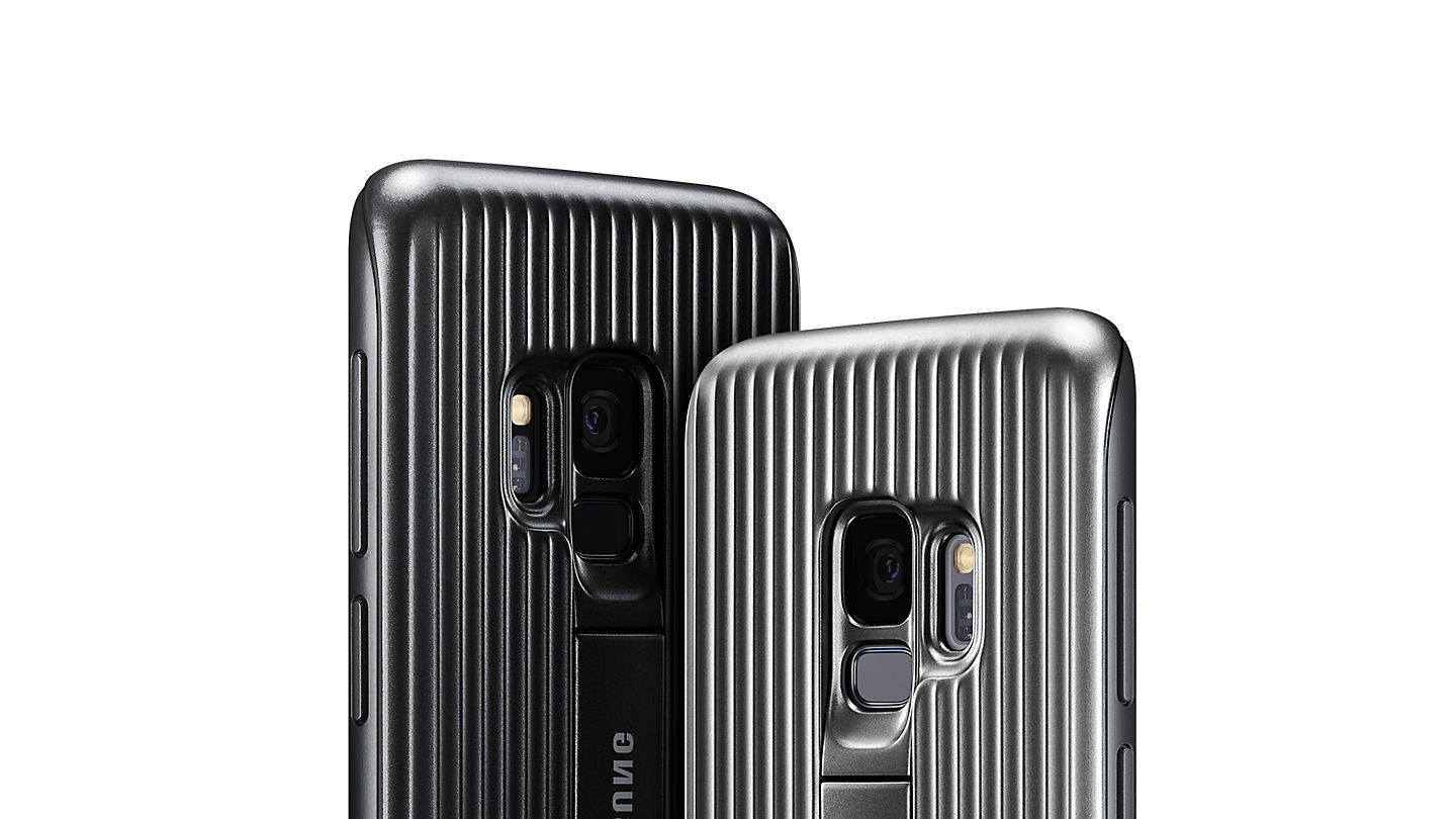 Samsung Galaxy S9 Apsauginis stovintis dėklas (Sidabrinis) aprašymas - Prekės nuotrauka