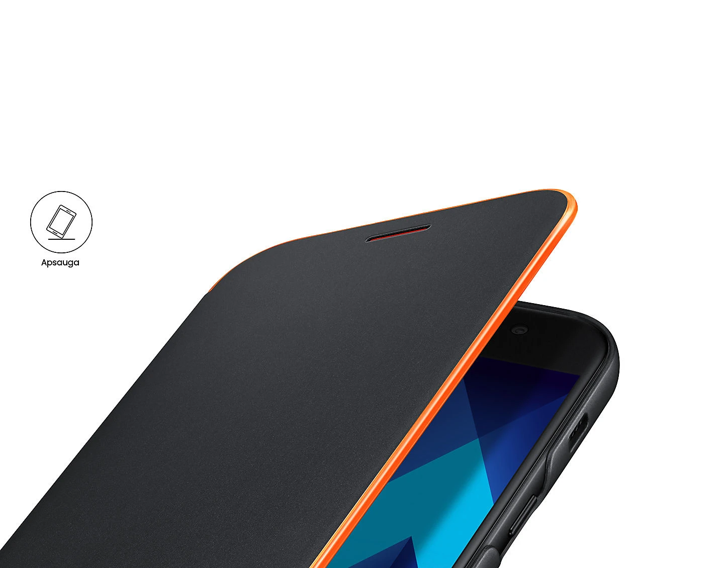 Samsung Galaxy A3(2017) atverčiamas dėklas Neon Juodas aprašymas - Prekės nuotrauka