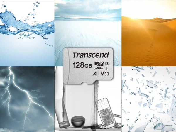 Atminties kortelė su adapteru Transcend microSDXC USD300S 128GB CL10 UHS-I U3 iki 95MB/S aprašymas - Prekės nuotrauka