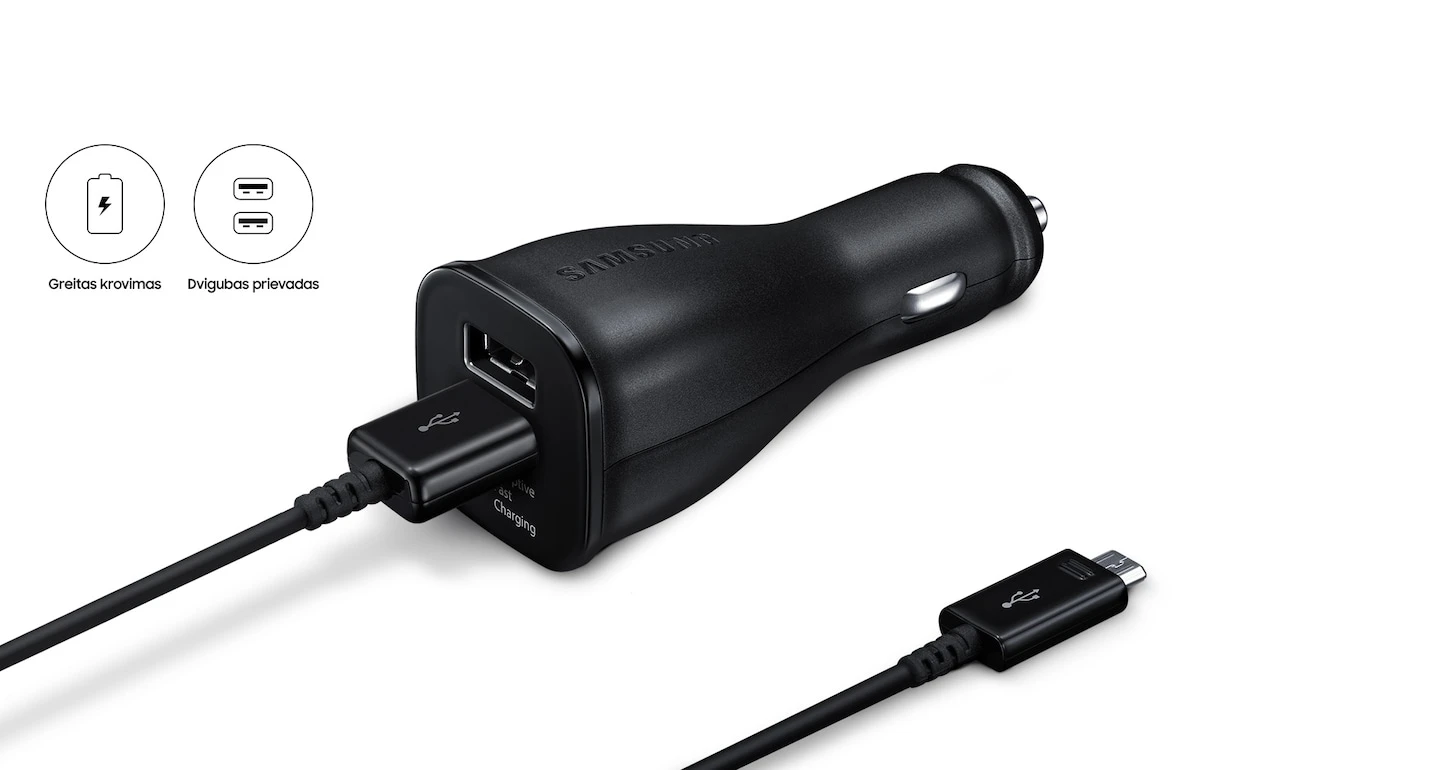 Samsung LN920BBEG automobilis įkroviklis 2x microUSB 2.0A (Juodas) aprašymas - Prekės nuotrauka