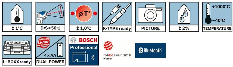 Bosch Šilumos detektorius GIS 1000 C Professional be akumuliatoriaus ir kroviklio aprašymas - Prekės nuotrauka