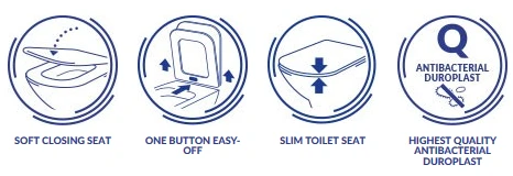WC dangtis Cersanit, City Oval Slim, lėtai nusileidžia aprašymas - Prekės nuotrauka