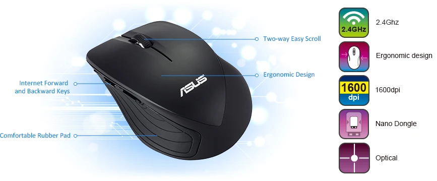 Asus | WT465 | wireless | Optinė belaidė pelė | Juodas aprašymas - Prekės nuotrauka