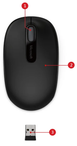 Microsoft Belaidė pelė Wireless Mobile Pelė 1850 (Juoda) aprašymas - Prekės nuotrauka