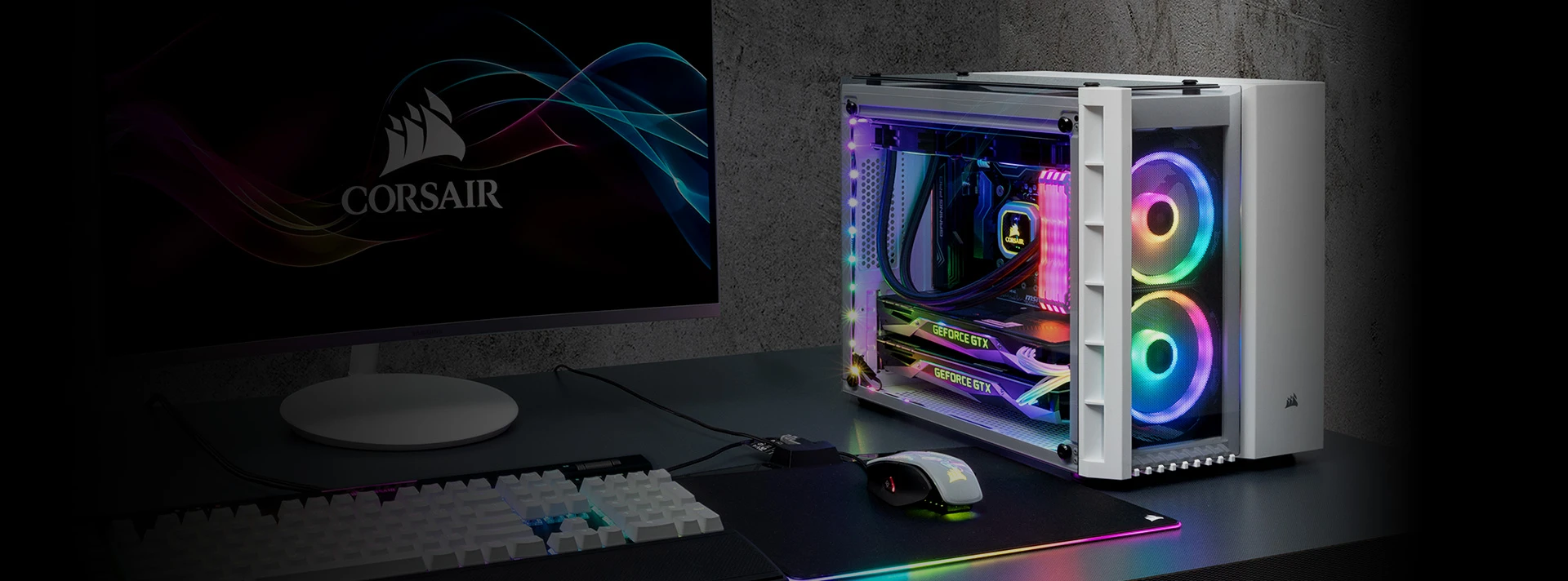 PC korpusas Corsair Crystal 280X RGB Micro-ATX, Baltas aprašymas - Prekės nuotrauka