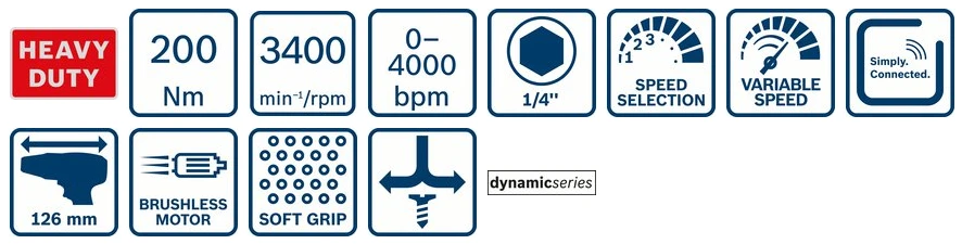 Bosch Akumuliatorinis smūginis suktuvas GDR 18V-200 C, be akumuliatoriaus ir kroviklio aprašymas - Prekės nuotrauka