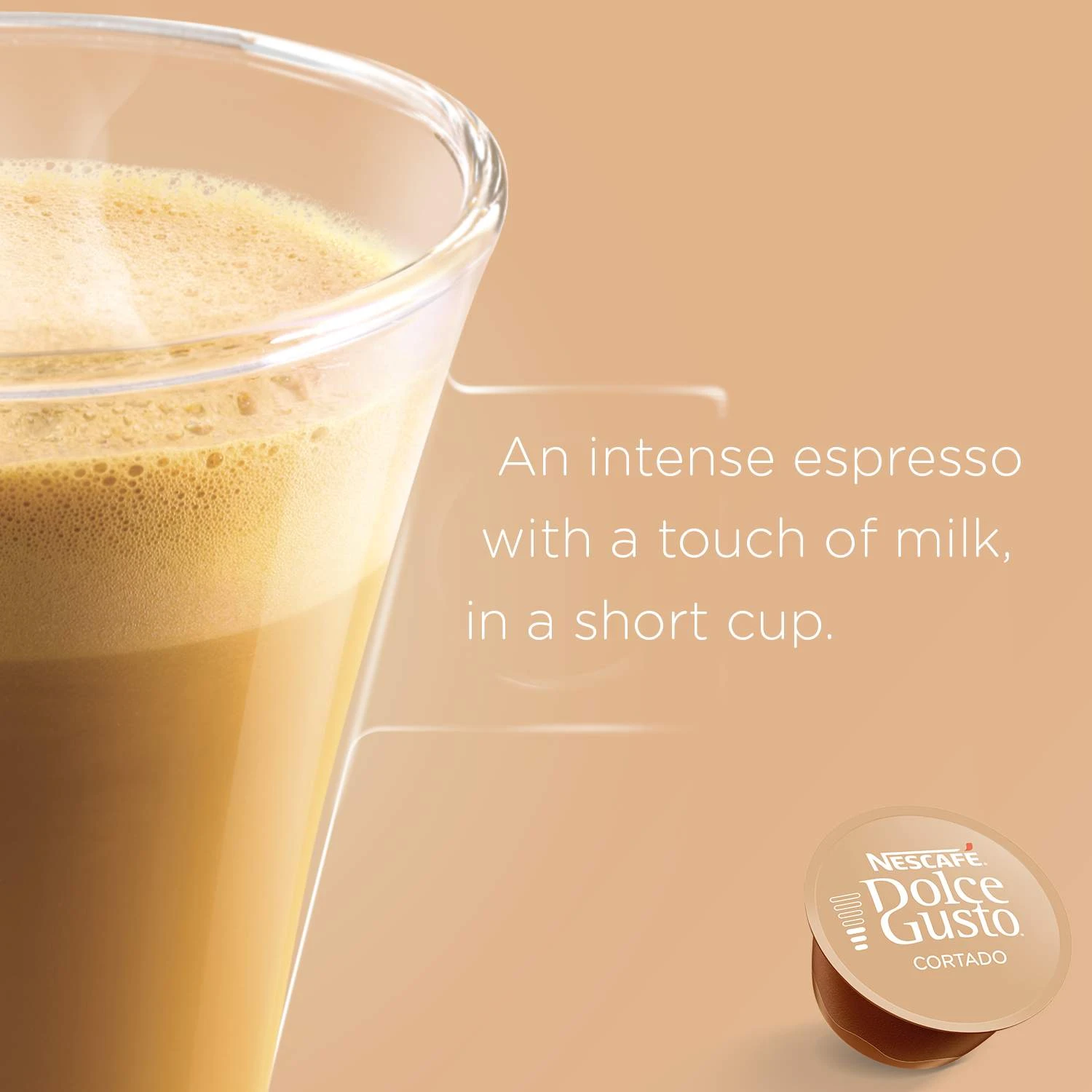 Kava Nescafe Dolce Gusto Cortado Espresso Macciato 100g 16 kapsulių aprašymas - Prekės nuotrauka