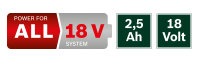 Akumuliatorius Bosch 18 V 2,5 Ah Li aprašymas - Prekės nuotrauka