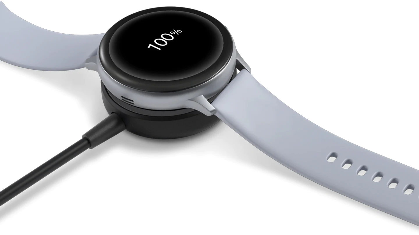 Išmaniojo laikrodžio Samsung Galaxy Watch Active 2 įkroviklis, Juodos spalvos aprašymas - Prekės nuotrauka