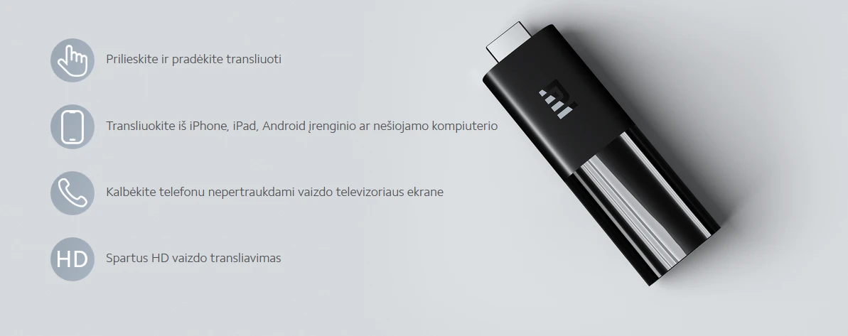 TV priedėlis Xiaomi Mi TV Stick su Android TV aprašymas - Prekės nuotrauka